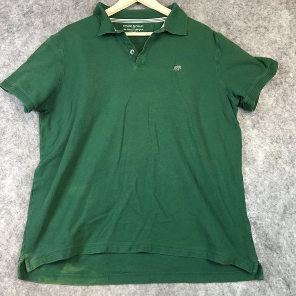 Banana Republic Factory Other - Banana Republic Polo Shirt XL Men Solid Green Logo 100 Cotton Short Sleeve Kelly